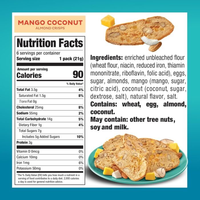 nonnis mango coconut almond crisps pack