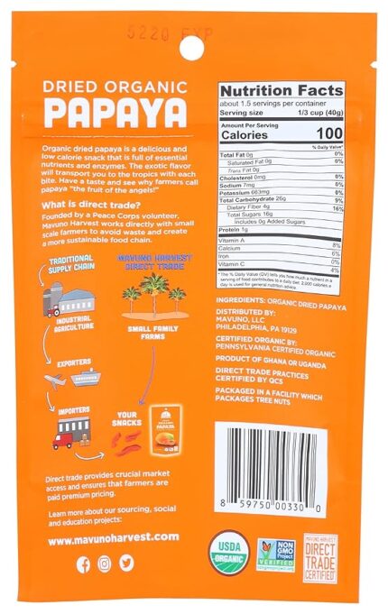 mavuno havest organic dried papaya pack