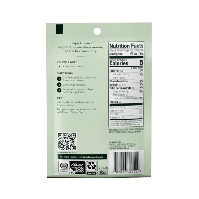 simply organic french onion dip mix pack