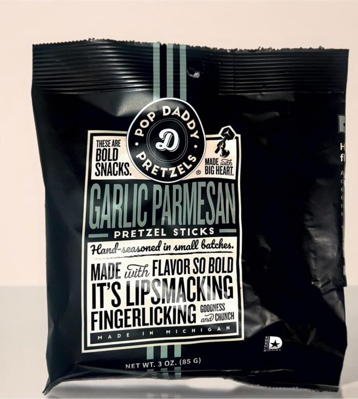 pop daddy garlic parmesan pretzel sticks pack