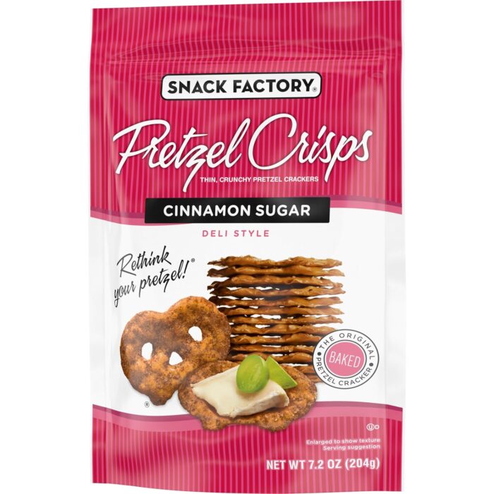 snack factory pretzel crisps cinnamon sugar pack