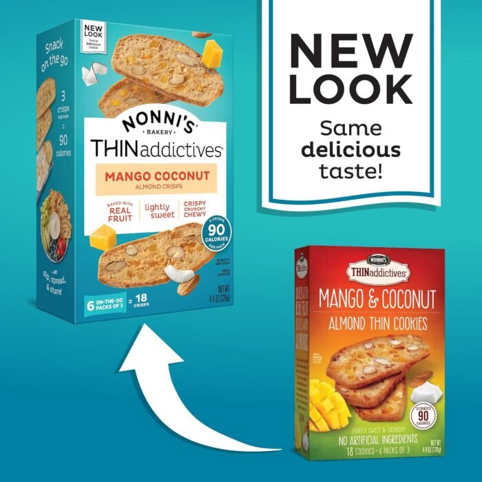 nonnis mango coconut almond crisps pack
