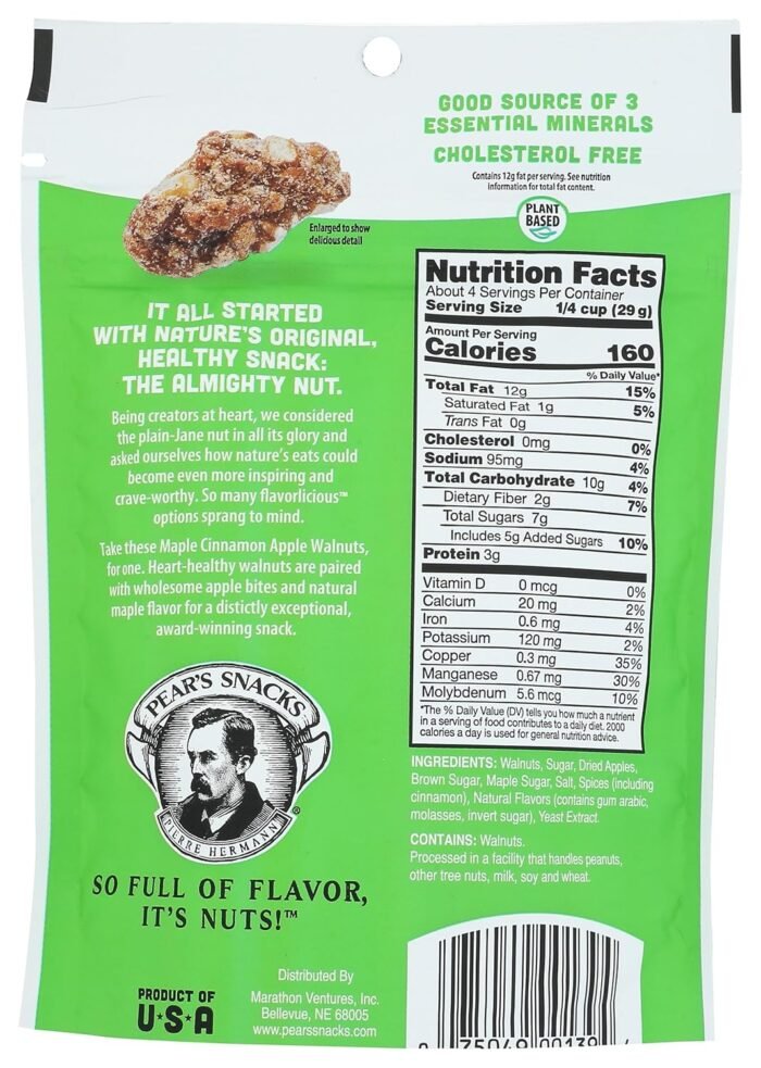 pear's snacks maple cinnamon apple walnuts pack