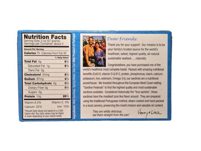 henry & lisa's wild sardines in spring water pack
