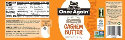 once again organic creamy peanut butter