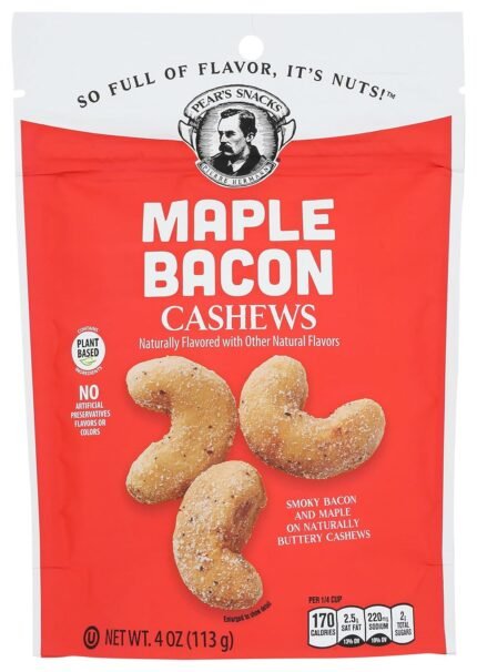 Pear's Snacks Maple Bacon Cashews, 4 Oz