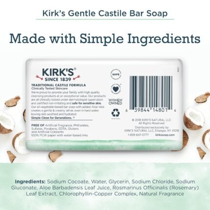 kirk's gentle castile castile soap soothing aloe vera