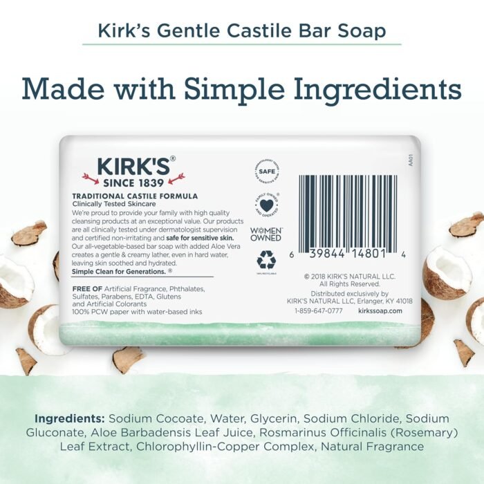 kirk's gentle castile castile soap soothing aloe vera