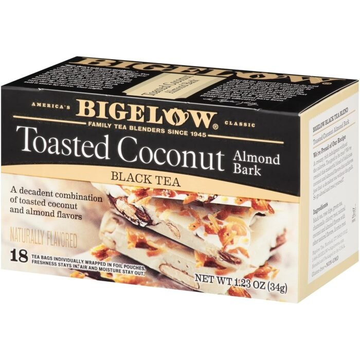 bigelow toasted coconut almond bark black tea pack