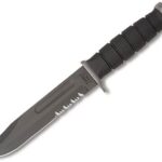 Ka-Bar 1281, D2 Fighting Knife, Serrated, Black Sheath