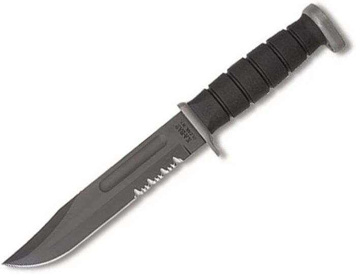 Ka-Bar 1281, D2 Fighting Knife, Serrated, Black Sheath - Image 1