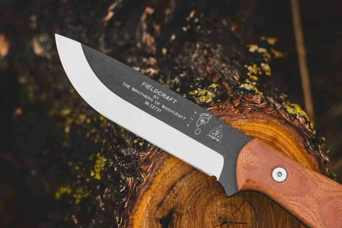 tops knives fieldcraft 3.5 black coating micarta handle