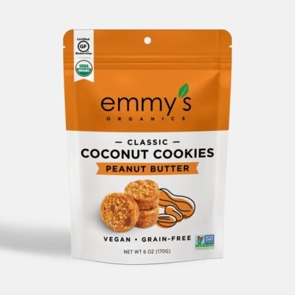 Emmy's Organics Coconut Cookies, Peanut Butter, 6 Oz
