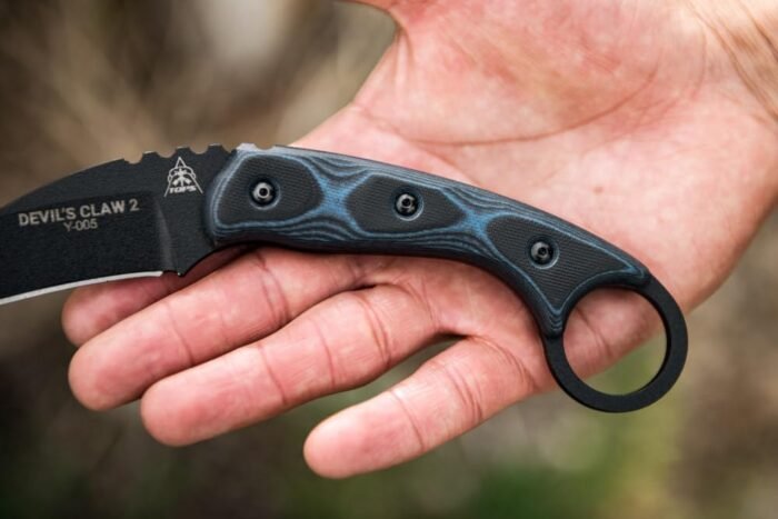 tops devils claw 2 fixed blade knife black g10