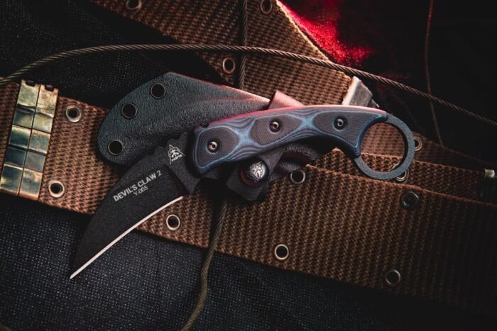 tops devils claw 2 fixed blade knife black g10