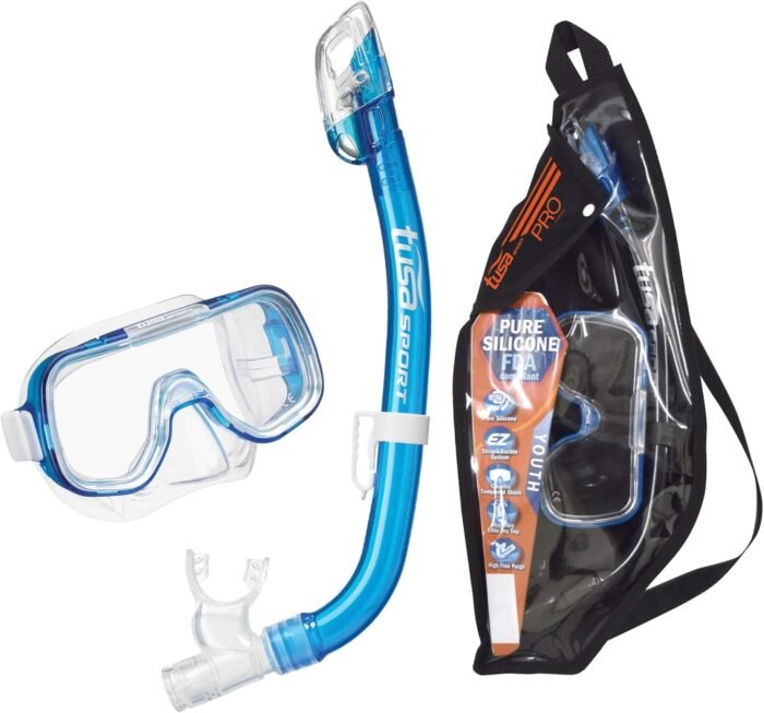 tusa sport youth mini kleio mask & snokel combo blue