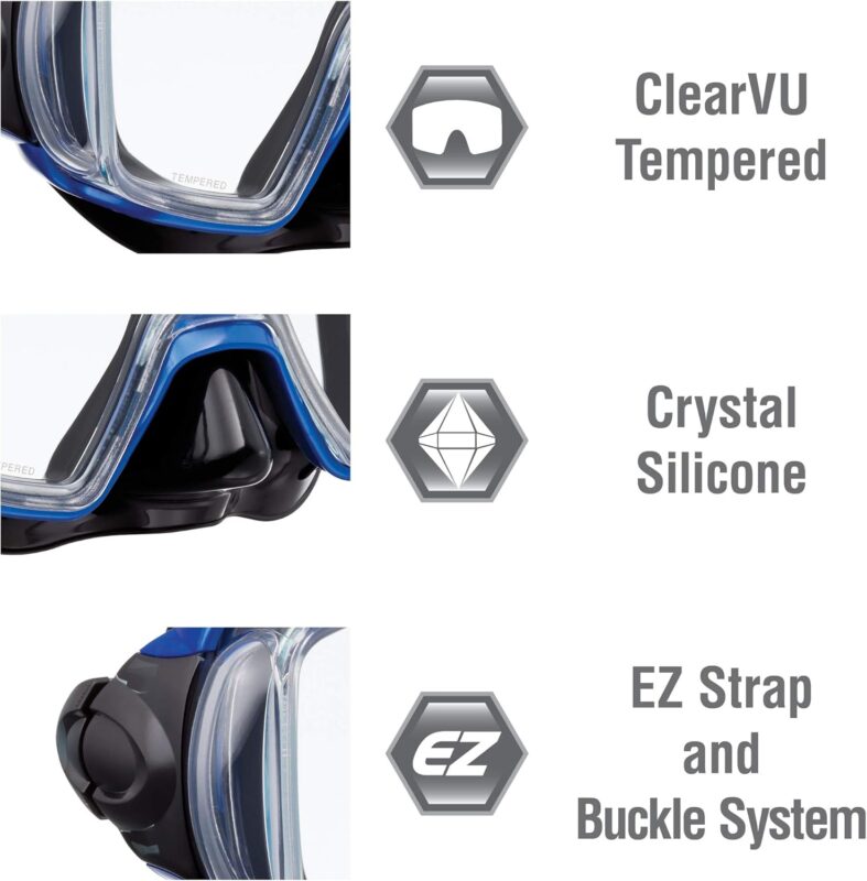 tusa sport tri ex mask & snorkel combo metallic blue