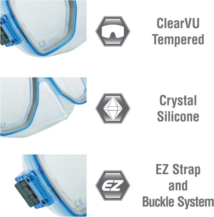 tusa sport liberator mask & snorkel combo clear blue