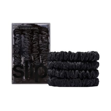 Slip Silk Scrunchies, Black, Set of 4
