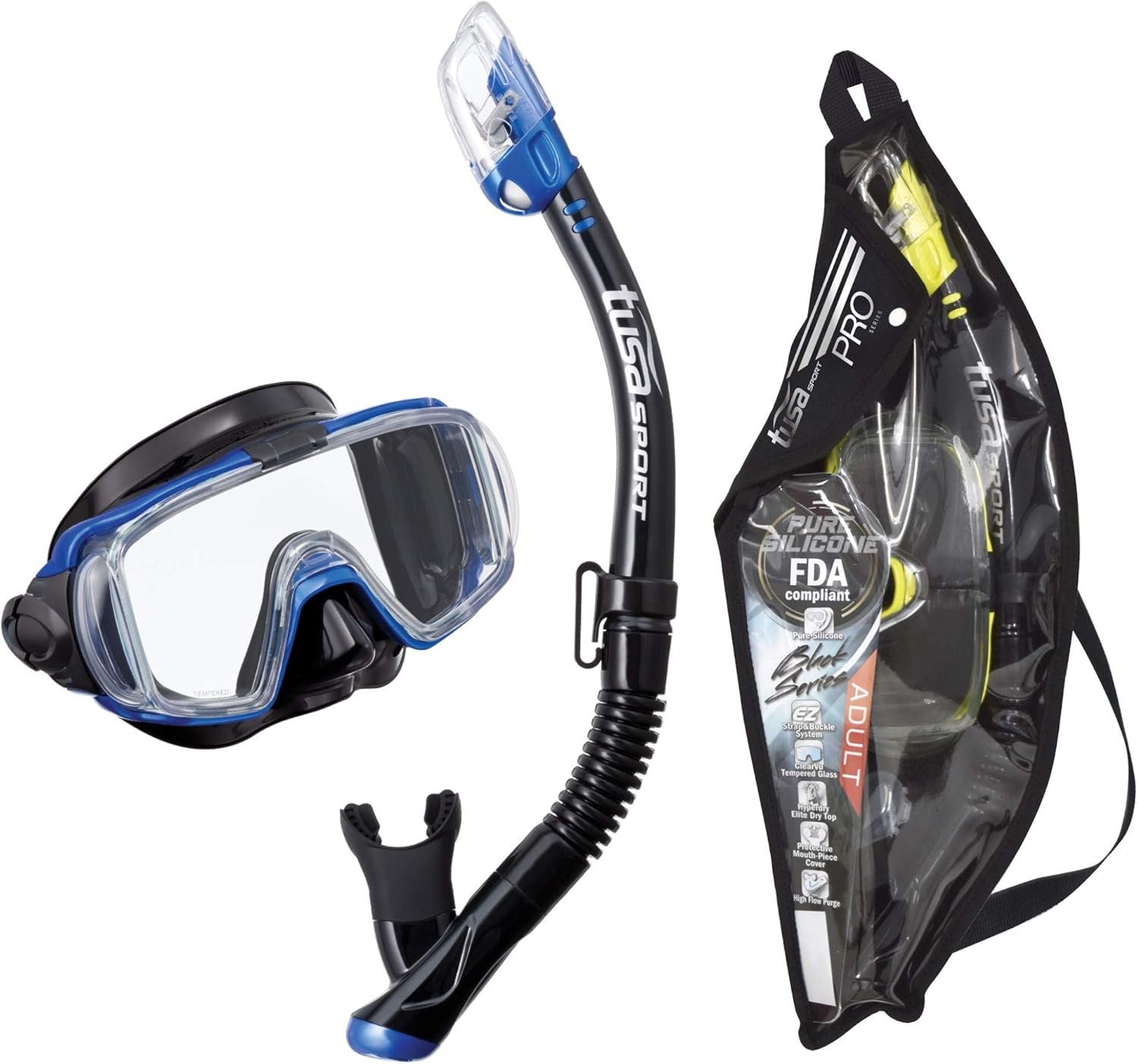 tusa sport tri ex mask & snorkel combo metallic blue