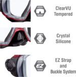 tusa sport visio tri ex mask & snorkel combo dark red