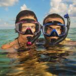 tusa sport snorkel mask & fins set metallic blue large