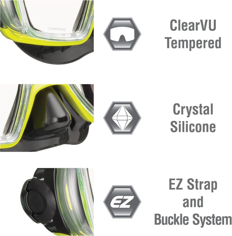 tusa sport visio tri ex mask & snorkel combo yellow