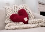demdaco cranberry red heart throw pillow 11 x 10