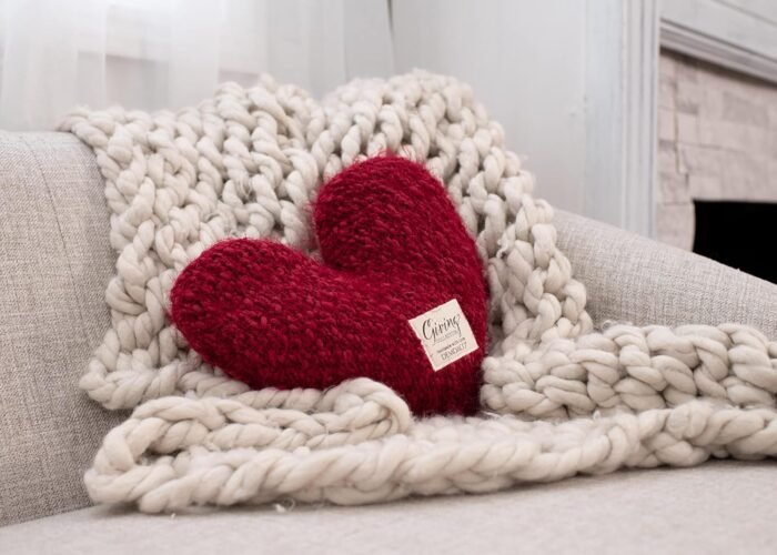 demdaco cranberry red heart throw pillow 11 x 10