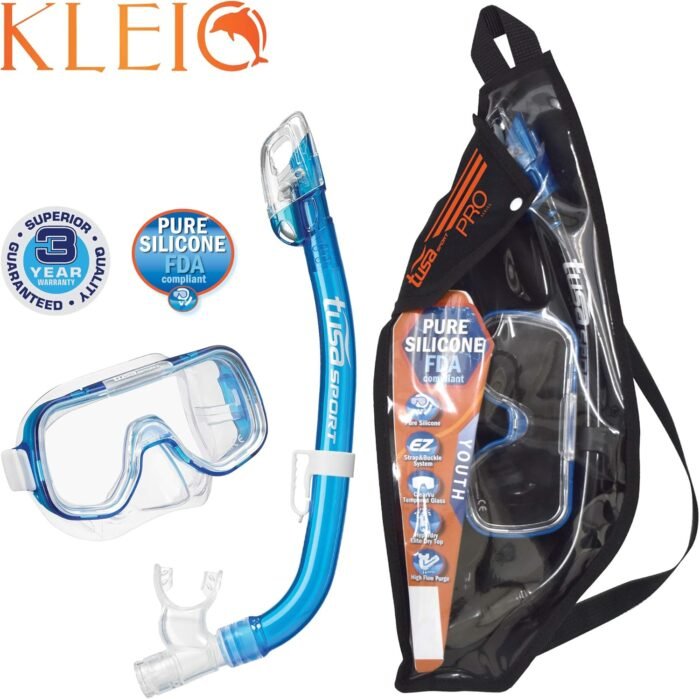 tusa sport youth mini kleio mask & snokel combo blue