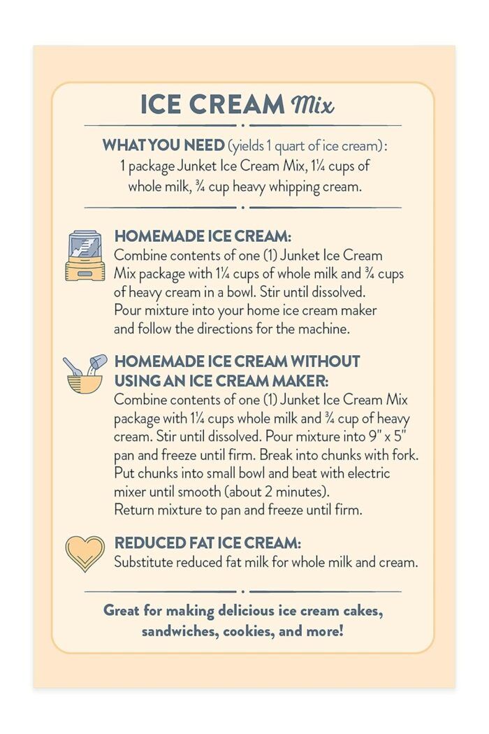 junket ice cream mix very vanilla