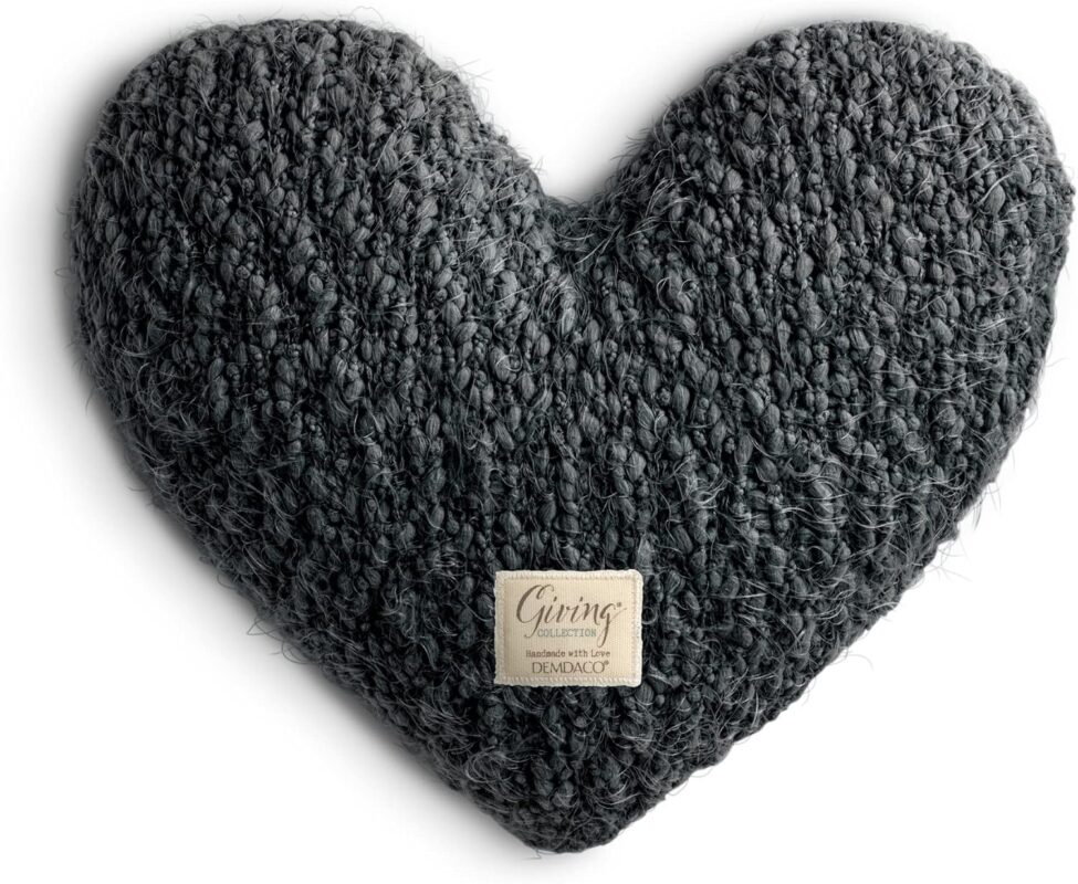 demdaco charcoal grey heart throw pillow 11 x 10