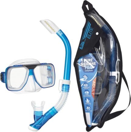 tusa sport liberator mask & snorkel combo clear blue