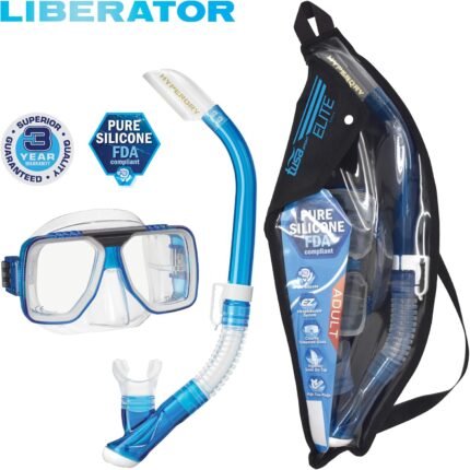 tusa sport liberator mask & snorkel combo clear blue
