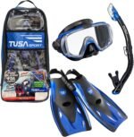 tusa sport black series tri ex mask & fins set blue