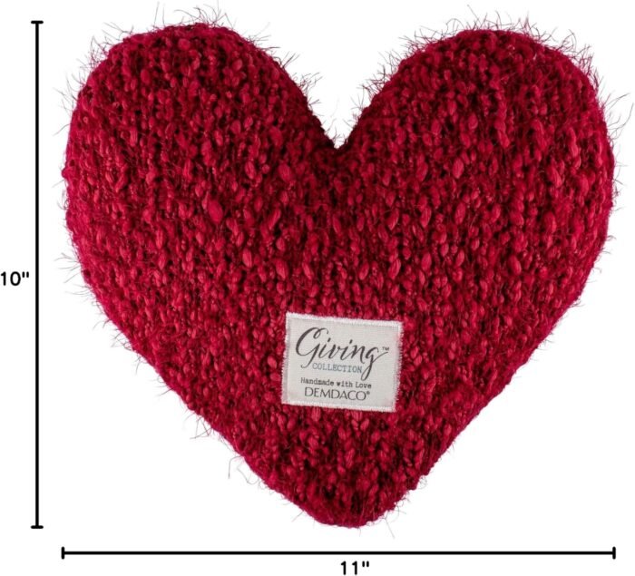 demdaco cranberry red heart throw pillow 11 x 10