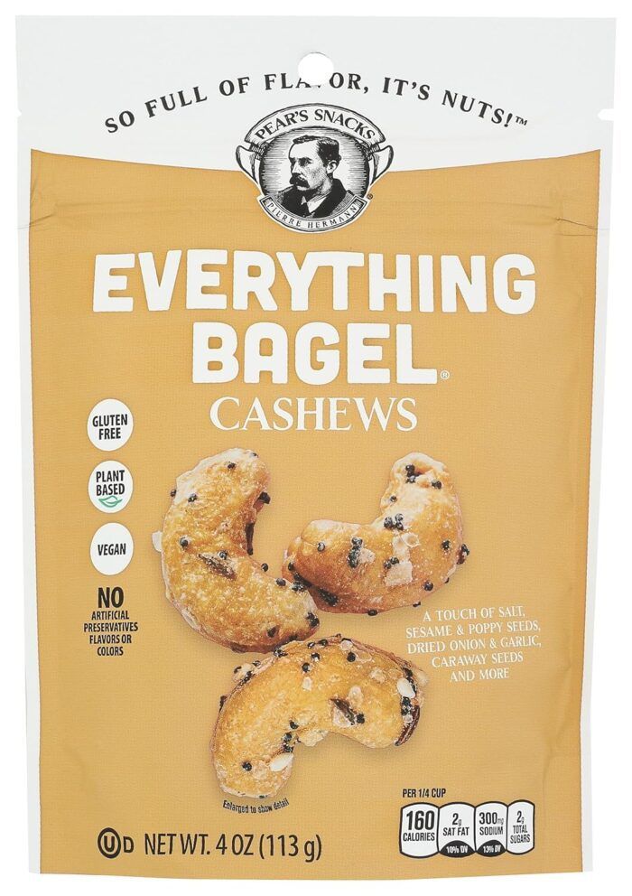 Pear's Snacks Everything Bagel Cashews, 4 Oz - Image 1