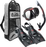 tusa sport snorkel mask & fins set white medium