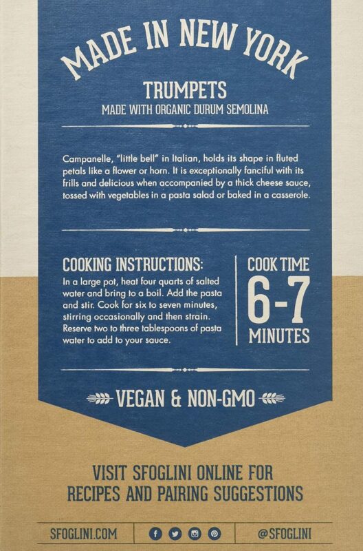 sfoglini organic durum semolina cavatelli pack