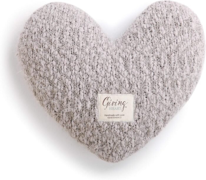 demdaco taupe grey heart throw pillow 11 x 10