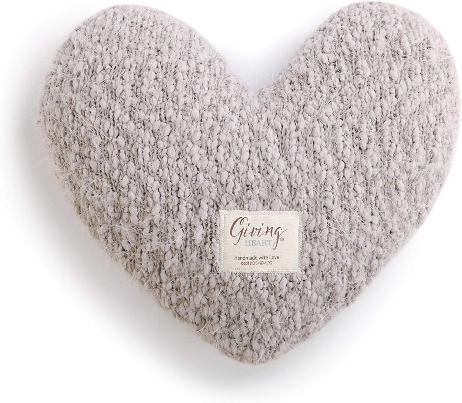 demdaco taupe grey heart throw pillow 11 x 10