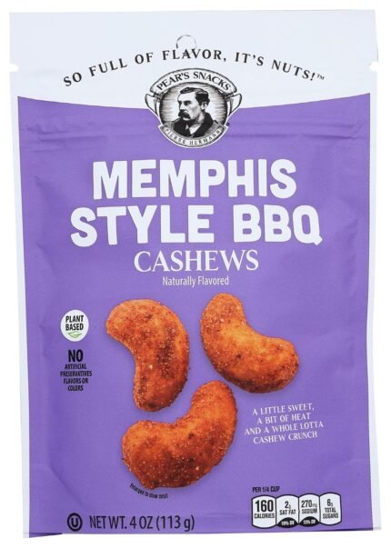 Pear's Snacks Memphis Style BBQ Cashews, 4 Oz
