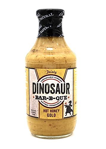 dinsoaur bar b que hot honey gold sauce