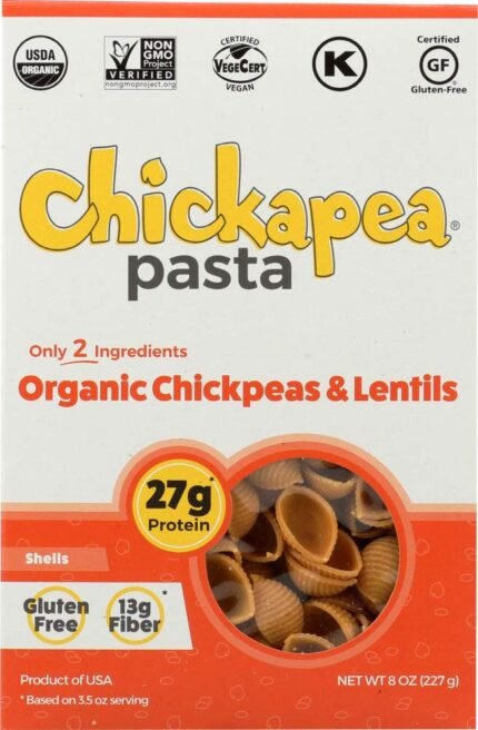 chickapea pasta organic chickpea and lentils shells 8 oz pack