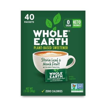 Whole Earth Sweetener Stevia & Monk Fruit, 2.8 Oz, 40 Ct