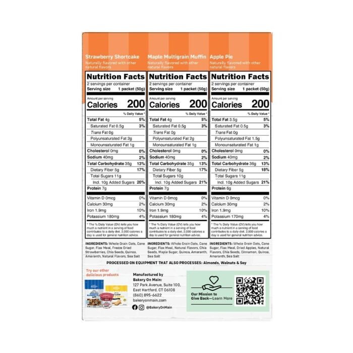 backery on main variety pack instant oatmeal pack