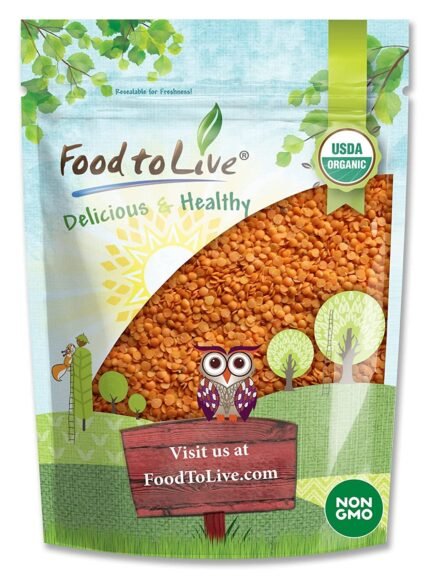 Food to Live Organic Red Split Lentils, 1 lb