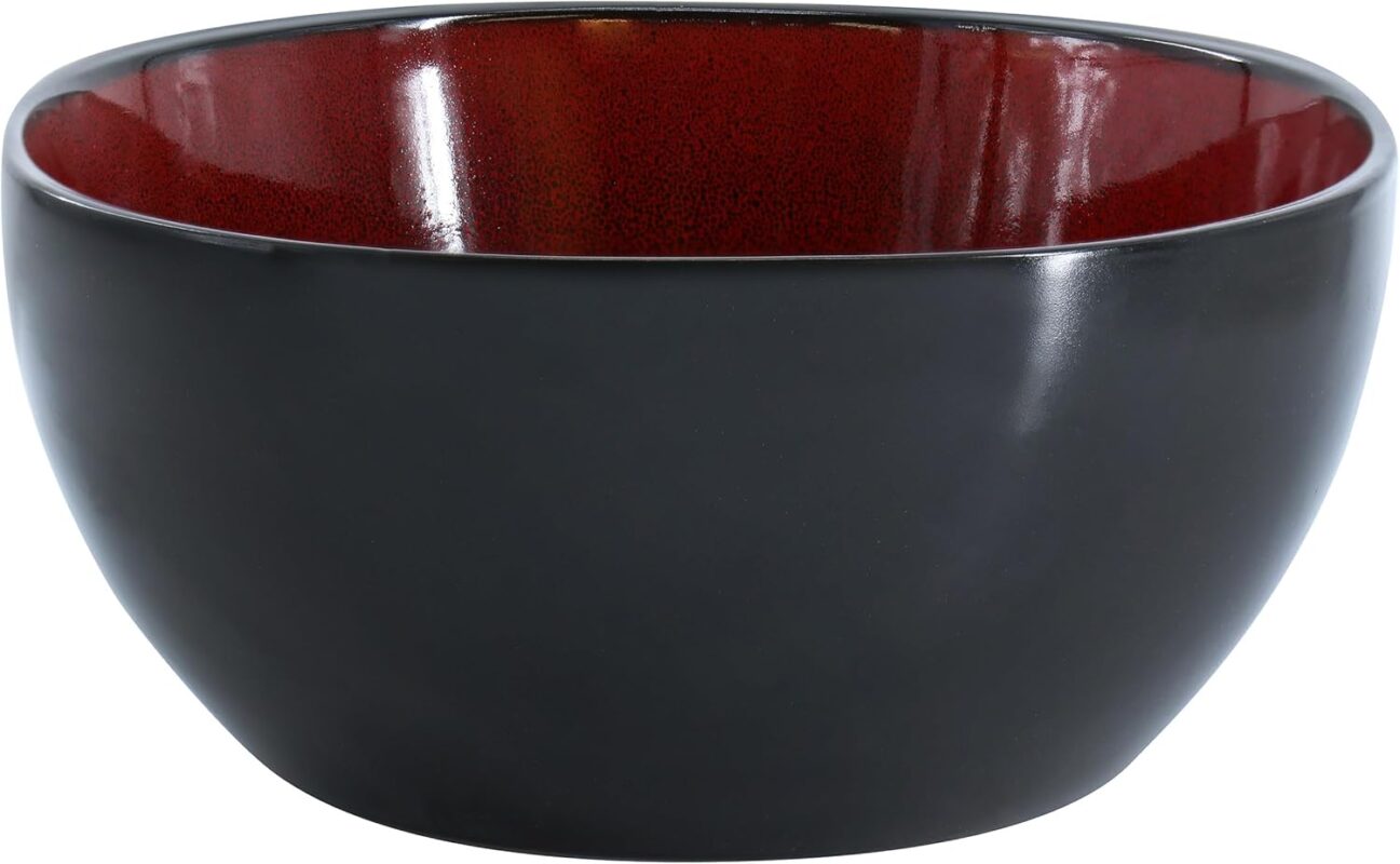 gibson home cafe stoneware serving bowl red 10.3 in