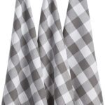 dll gray & white check dishtowel set 20 x 30 3 ct