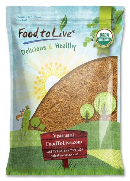 Food to Live Organic Flax Seeds Golden Whole, 8 lbs
